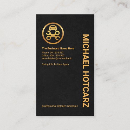 Black Grunge Texture Gold Car Mechanic Business Card