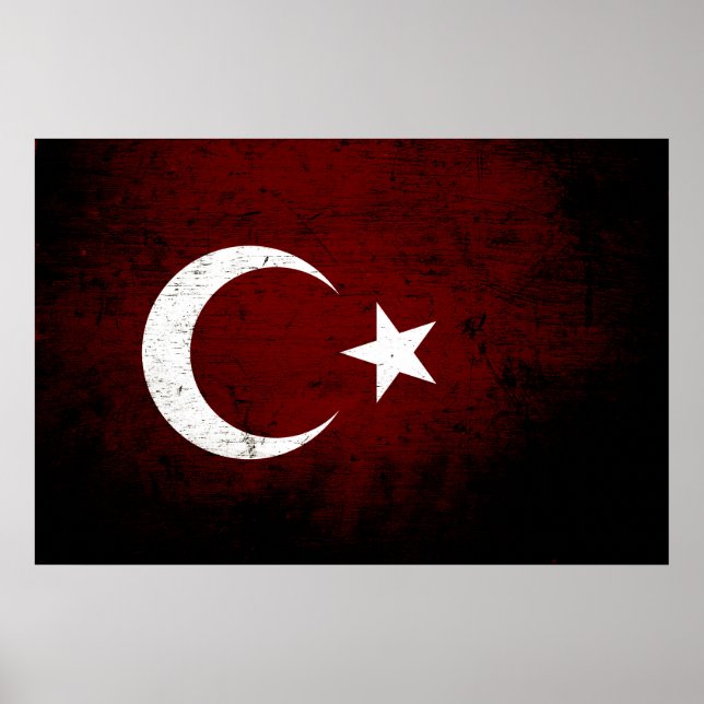 Black Grunge Turkey Flag Poster (Front)