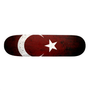 Black Grunge Turkey Flag Skateboard Deck