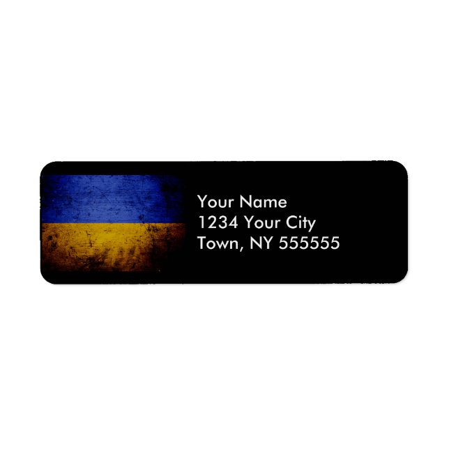 Black Grunge Ukraine Flag Label (Front)