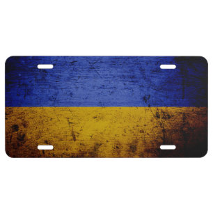 Black Grunge Ukraine Flag License Plate