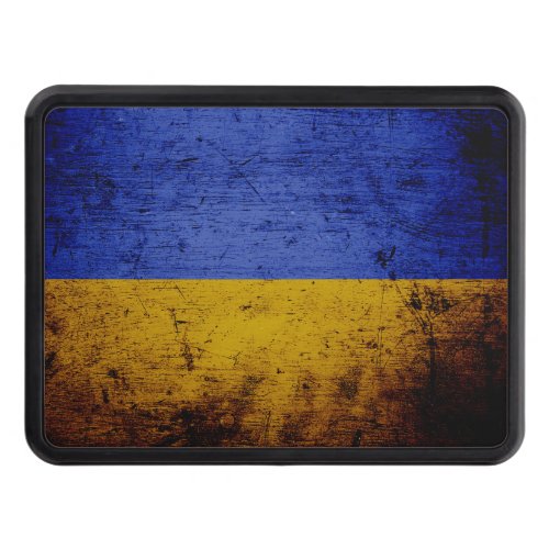 Black Grunge Ukraine Flag Tow Hitch Cover