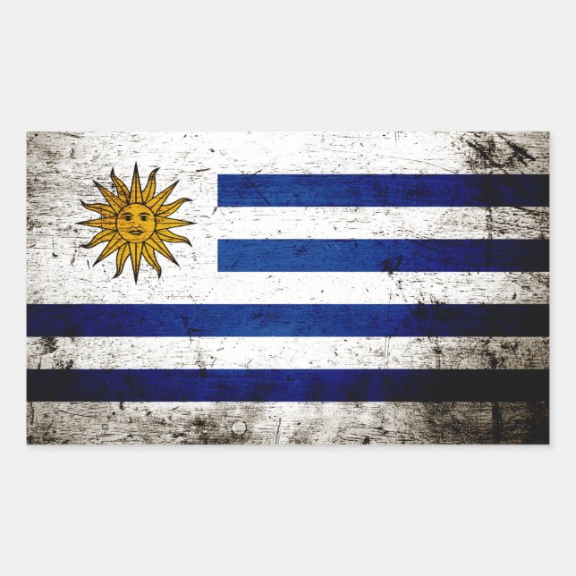 Black Grunge Uruguay Flag Rectangular Sticker (Front)