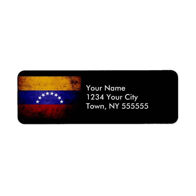 Black Grunge Venezuela Flag Label (Front)