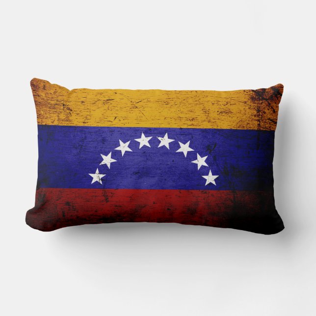 Black Grunge Venezuela Flag Lumbar Pillow (Front)