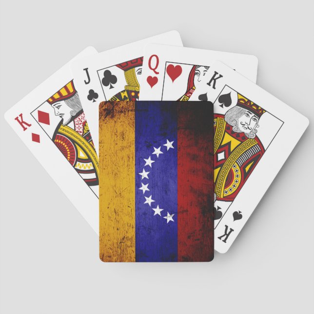 Black Grunge Venezuela Flag Poker Cards (Back)