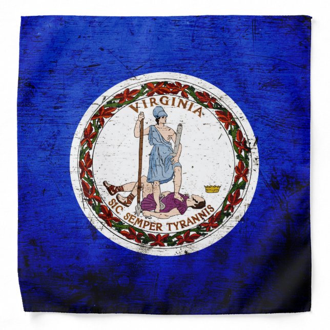 Black Grunge Virginia State Flag Bandana (Front)