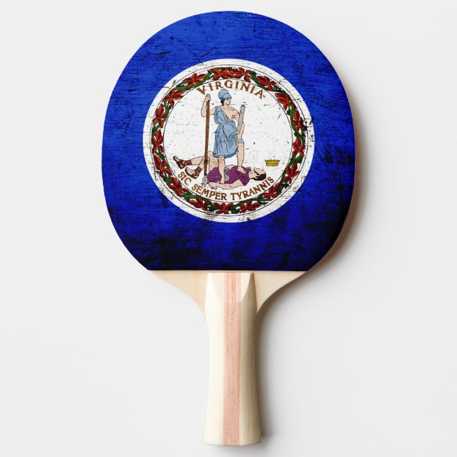 Black Grunge Virginia State Flag Ping-Pong Paddle (Front)