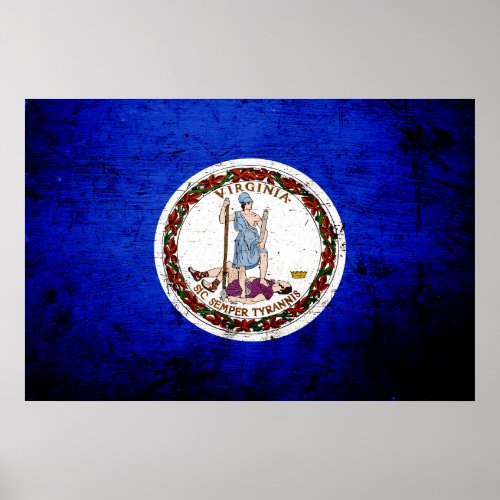 Black Grunge Virginia State Flag Poster