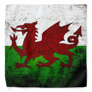 Black Grunge Wales Flag Bandana