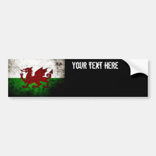 Black Grunge Wales Flag Bumper Sticker