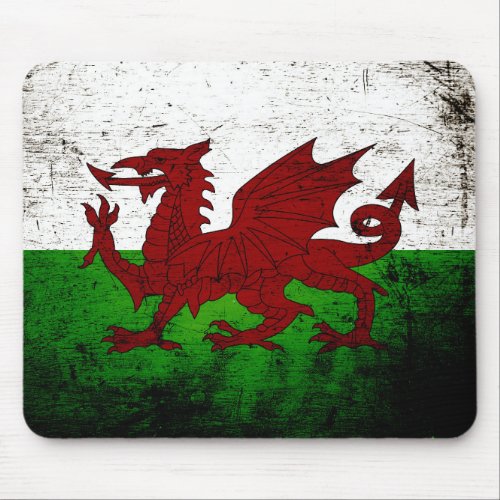 Black Grunge Wales Flag Mouse Pad