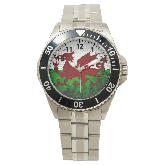 Black Grunge Wales Flag Watch (Front)
