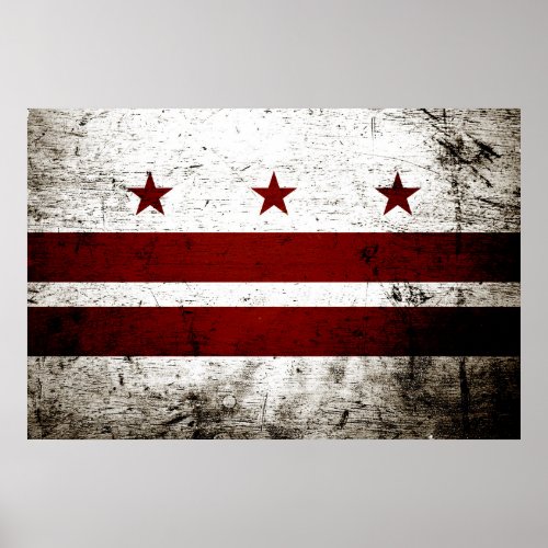 Black Grunge Washington DC Flag Poster