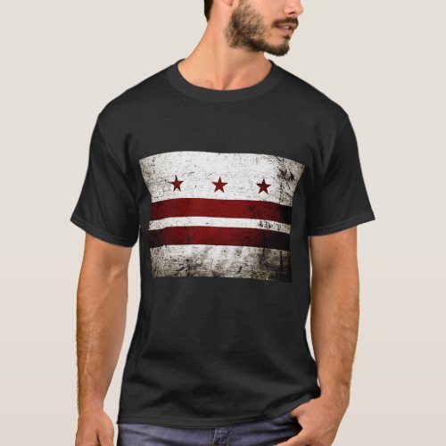 Black Grunge Washington DC Flag T_Shirt