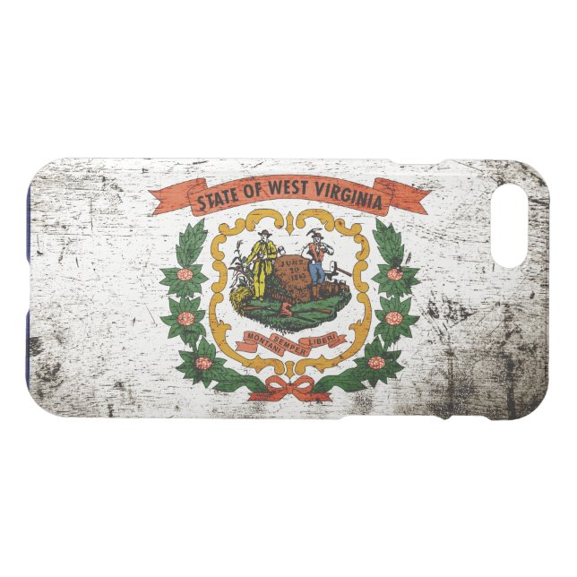 Black Grunge West Virginia State Flag Uncommon iPhone Case (Back Horizontal)