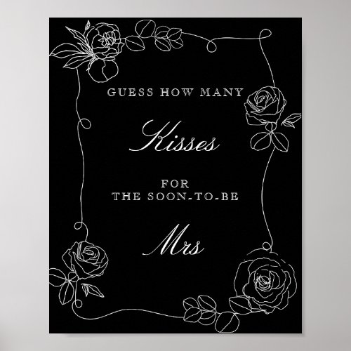 Black Guess How Many Kisses Bridal Shower Game Pos Poster