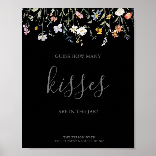 Black Guess How Many Kisses Bridal Shower Game  Poster