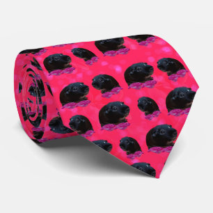 Black Guinea Pigs On Pretty Pink Roses Neck Tie