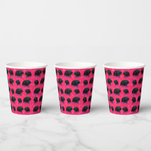 Black Guinea Pigs On Pretty Pink Roses Paper Cups