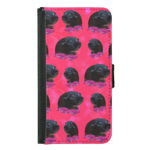Black Guinea Pigs On Pretty Pink Roses Samsung Galaxy S5 Wallet Case