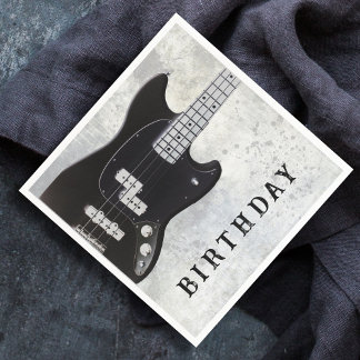 Black Guitar Birthday Party Paper Napkins