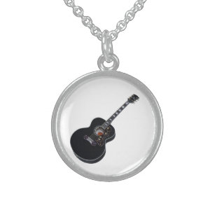 Black Guitar Charm Necklace