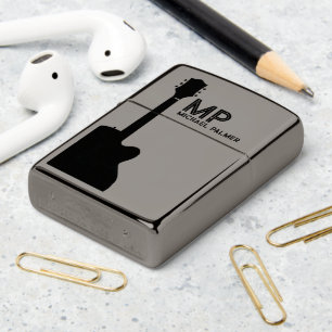 Black Guitar Cool Rock Zippo Lighter