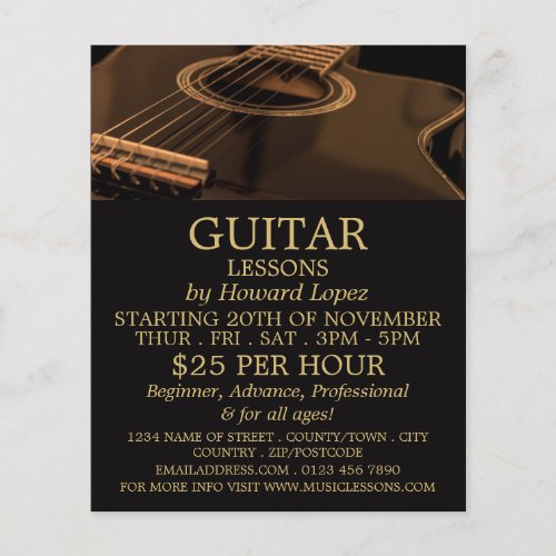 Black Guitar Guitar Lessons Advertising Flyer