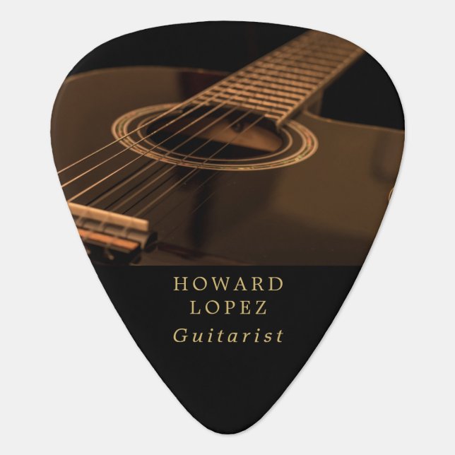 Black Guitar, Guitarist, Musician, Personalized Guitar Pick (Front)
