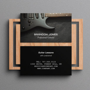 Black Guitar, Guitarist, Professional Musician Business Card