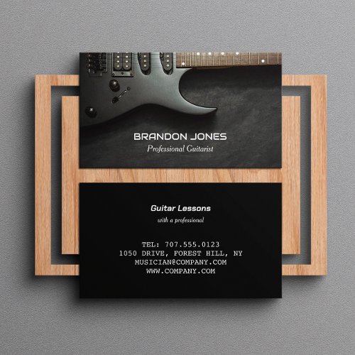 Black Guitar Guitarist Professional Musician Business Card