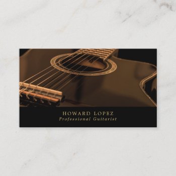 Black Guitar  Guitarist  Professional Musician Business Card by TheBusinessCardStore at Zazzle
