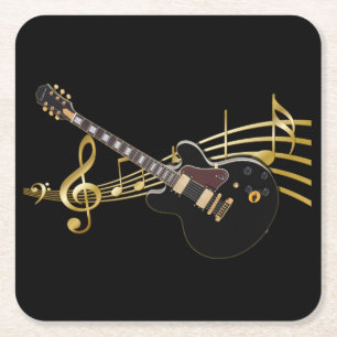 Black Guitar Music Coaster