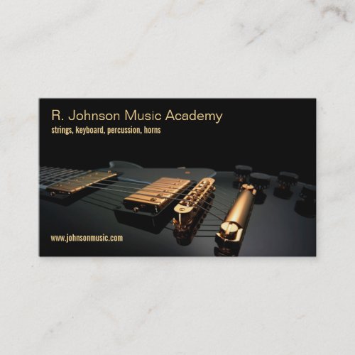 black guitar music instructor business card