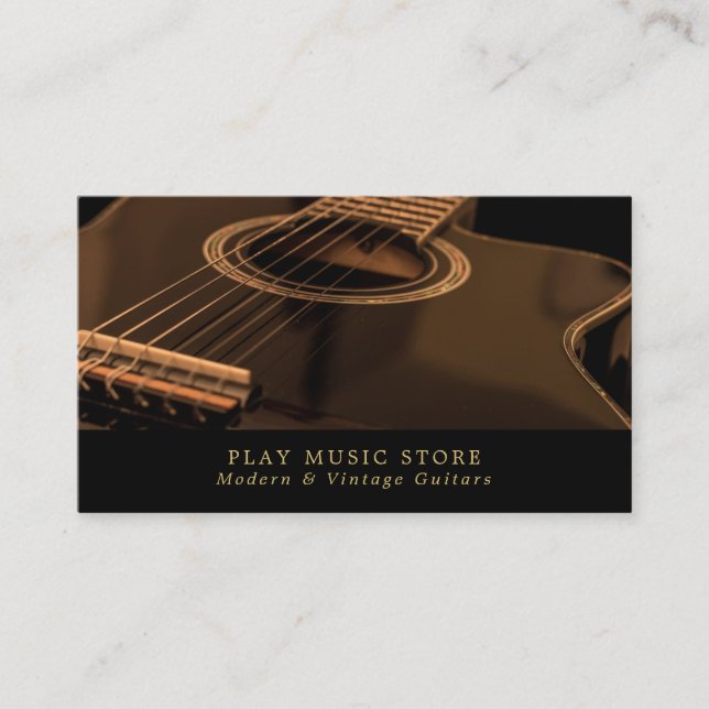 Black Guitar, Musical Instrument Store Business Card (Front)