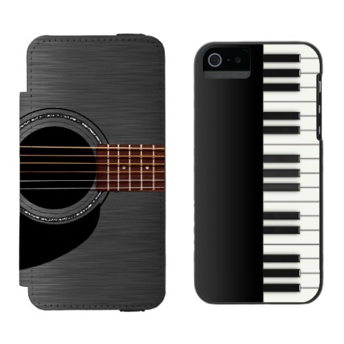 Black Guitar Piano Combo Wallet Case For iPhone SE55s
