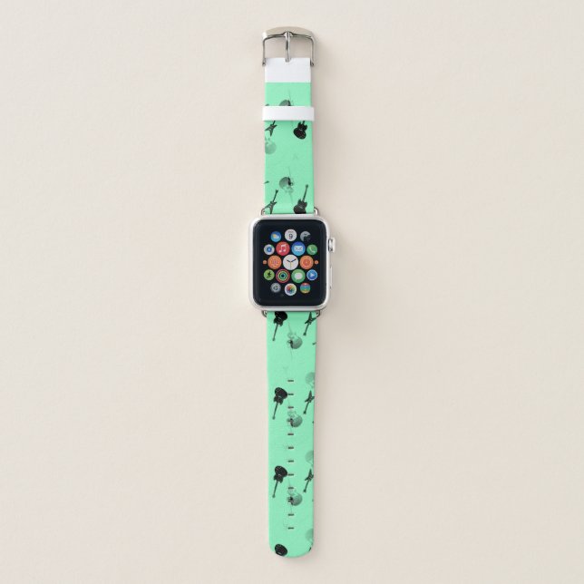 Black Guitars Rock green A Watch Band (Front)