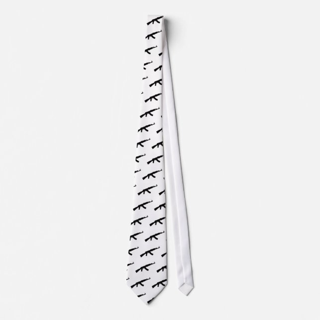 black gun ak 47 icon neck tie (Front)