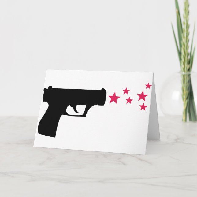 black gun star pistol stars card (Front)