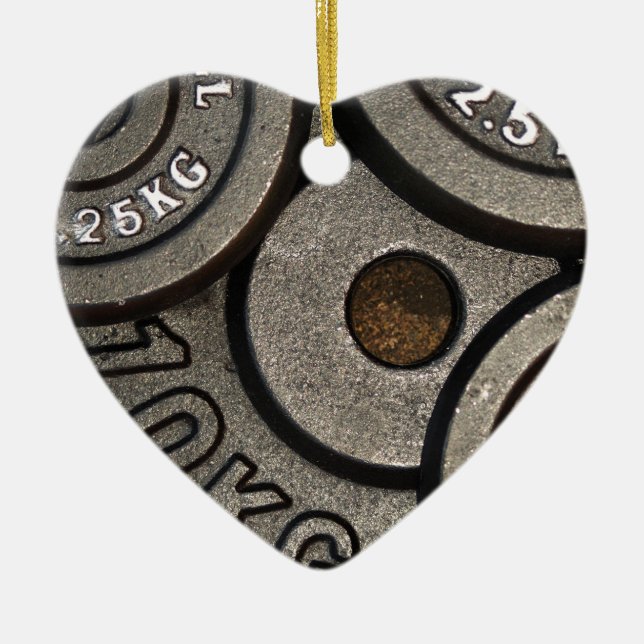 Black Gym Weights Fitness Ceramic Ornament (Front)