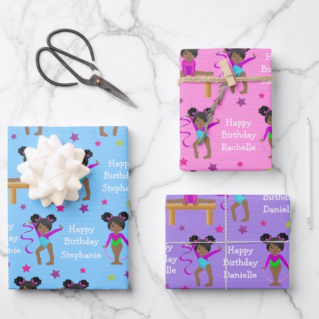 Black Gymnast  Wrapping Paper Sheets (Front)