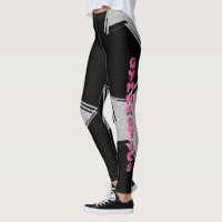 Black Gymnastics design pattern leggings