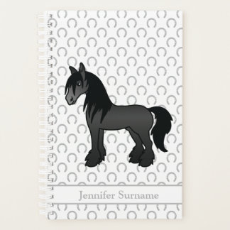 Black Gypsy Vanner Clydesdale Horse &amp; Custom Text Planner