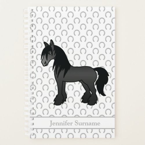 Black Gypsy Vanner Clydesdale Horse  Custom Text Planner