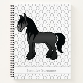 Black Gypsy Vanner Clydesdale Horse &amp; Text Notebook