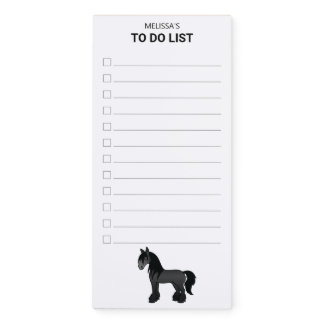 Black Gypsy Vanner Clydesdale Horse To Do List Magnetic Notepad