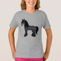 Black Gypsy Vanner Clydesdale Shire Cartoon Horse