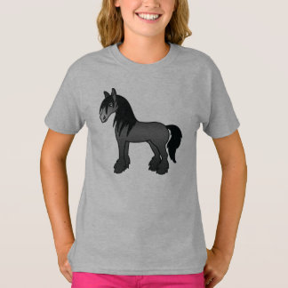 Black Gypsy Vanner Clydesdale Shire Cartoon Horse T-Shirt