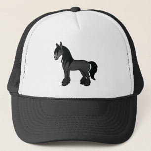 Black Gypsy Vanner Clydesdale Shire Cartoon Horse Trucker Hat